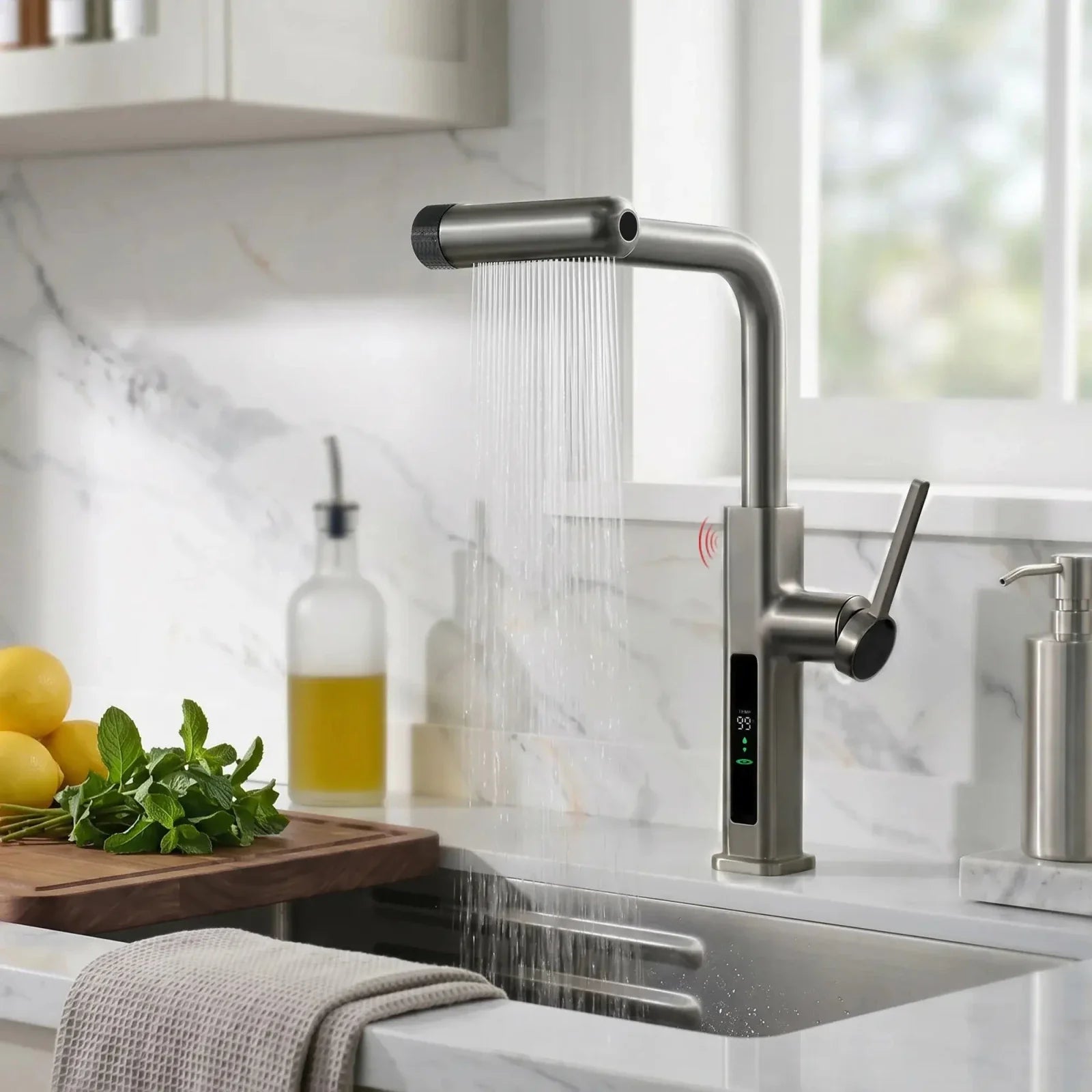 Lefton Touchless Pull-Out Kitchen Faucet with TEMP Display & 6 Water Modes-KF2209-PRO