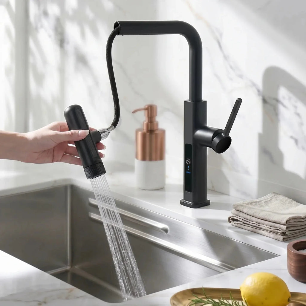Lefton Touchless Pull-Out Kitchen Faucet with TEMP Display & 6 Water Modes-KF2209-PRO