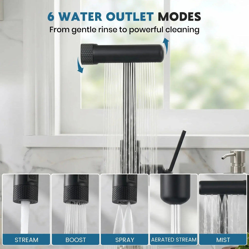 Lefton Touchless Waterfall Kitchen Faucet-KF2209-PRO with Countertop Glass Rinser-KFR2202