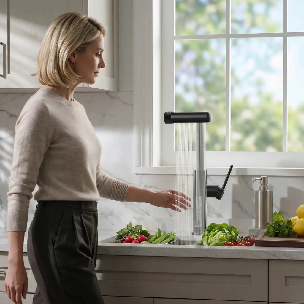 Lefton Touchless Pull-Out Kitchen Faucet with TEMP Display & 6 Water Modes-KF2209-PRO