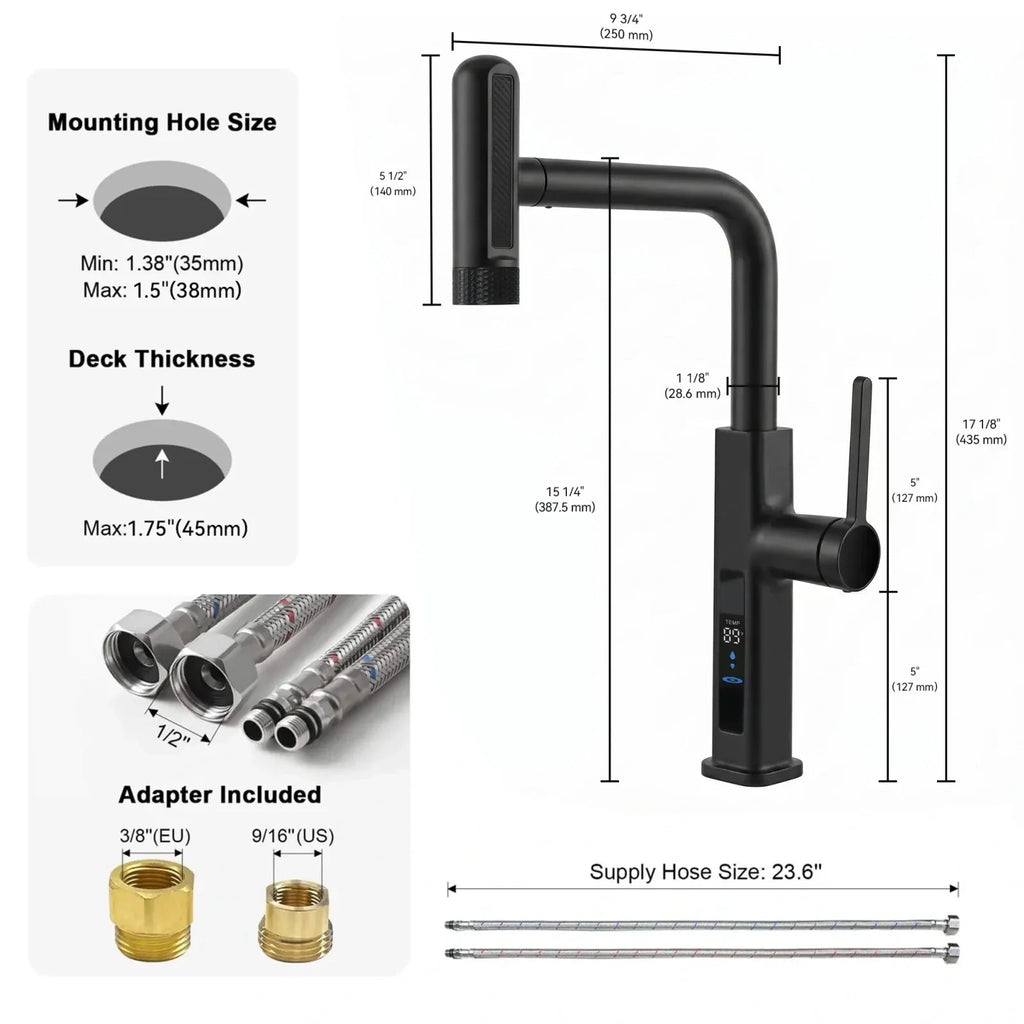 Lefton Touchless Waterfall Kitchen Faucet-KF2209-PRO with Countertop Glass Rinser-KFR2202