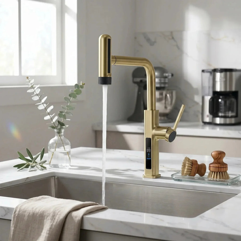 Lefton Touchless Pull-Out Kitchen Faucet with TEMP Display & 6 Water Modes-KF2209-PRO