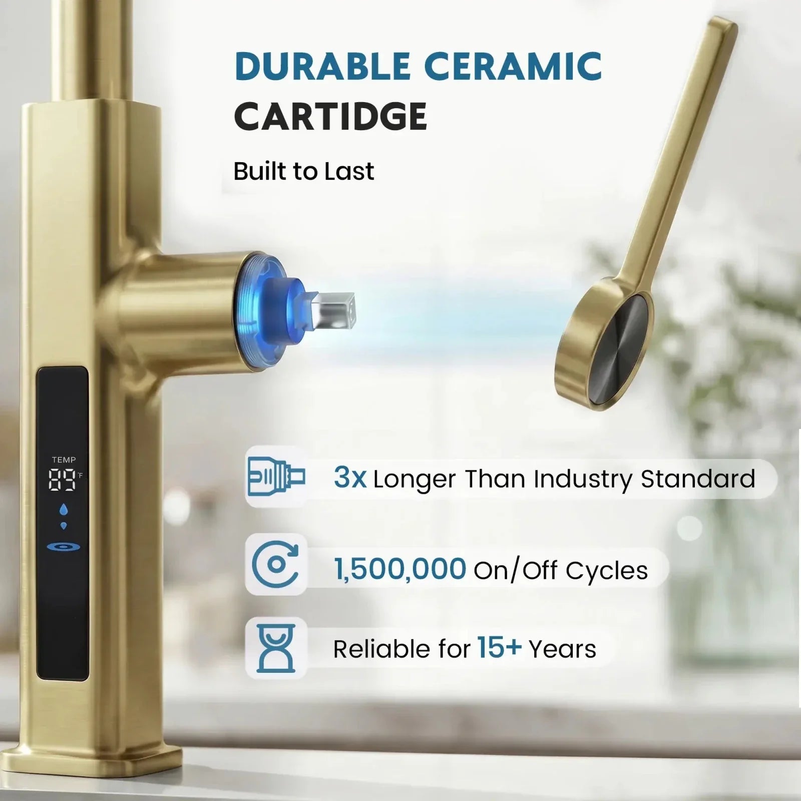 Lefton Touchless Waterfall Kitchen Faucet-KF2209-PRO with Countertop Glass Rinser-KFR2202