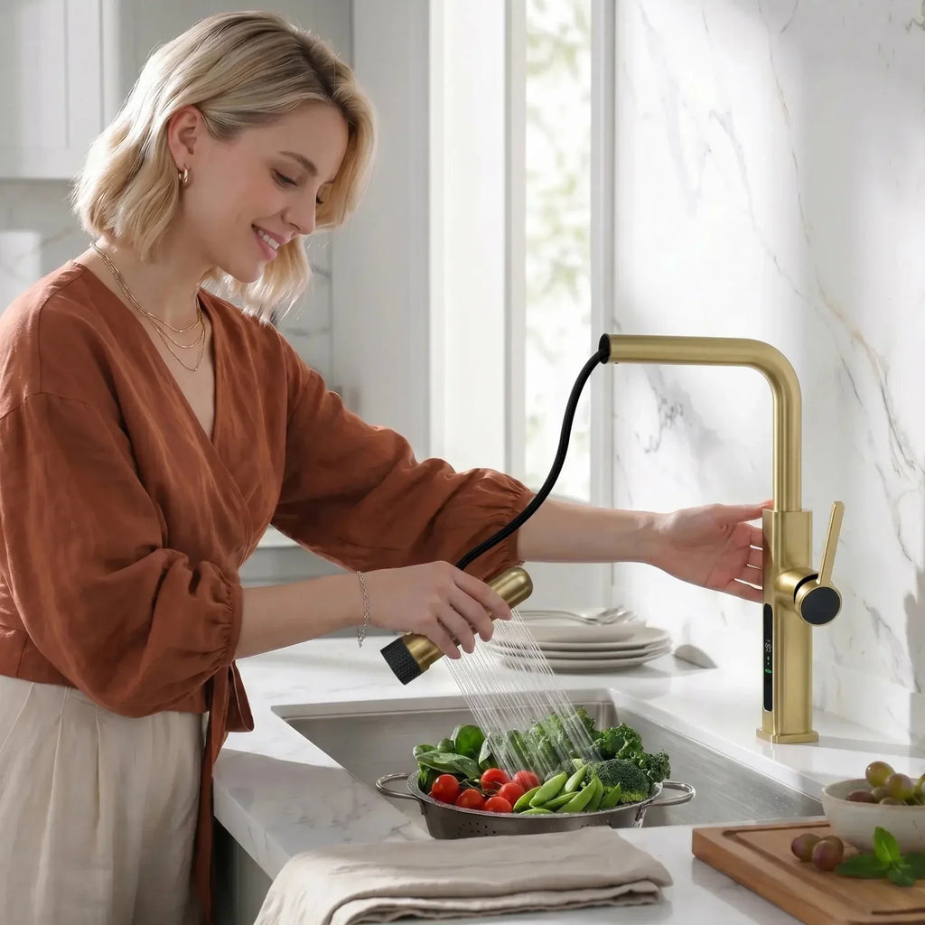 Lefton Touchless Pull-Out Kitchen Faucet with TEMP Display & 6 Water Modes-KF2209-PRO