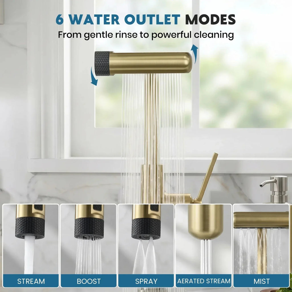 Lefton Touchless Pull-Out Kitchen Faucet with TEMP Display & 6 Water Modes-KF2209-PRO