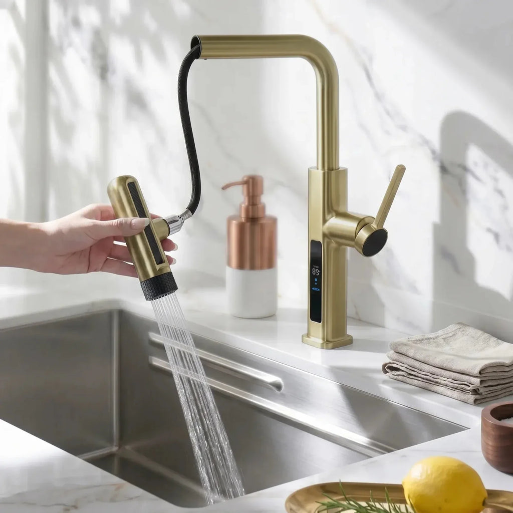 Lefton Touchless Pull-Out Kitchen Faucet with TEMP Display & 6 Water Modes-KF2209-PRO