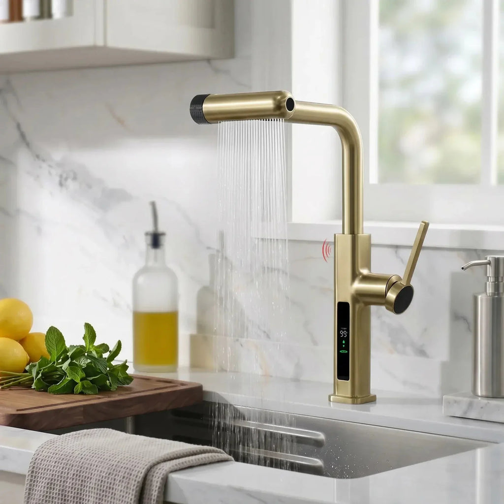 Lefton Touchless Pull-Out Kitchen Faucet with TEMP Display & 6 Water Modes-KF2209-PRO