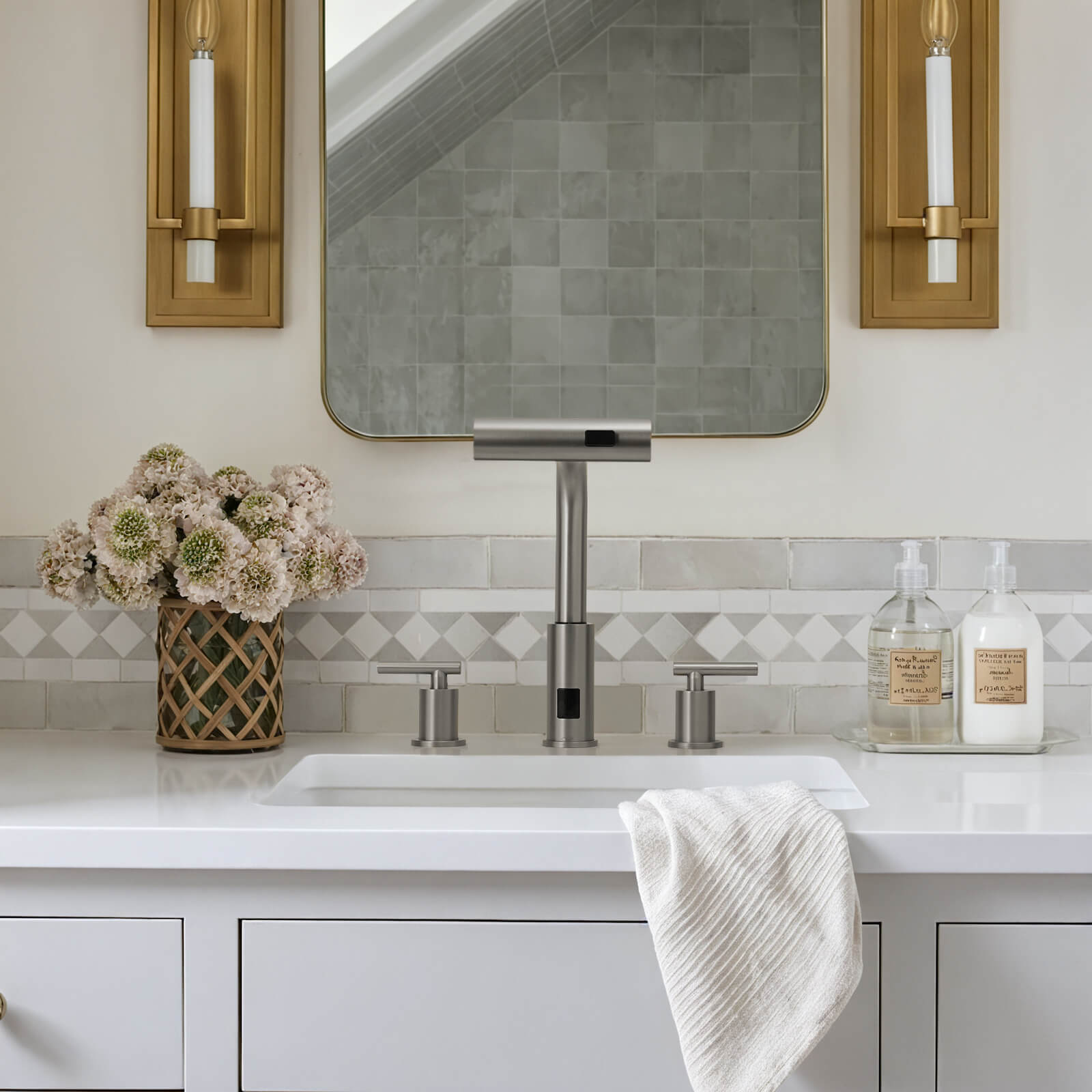 Recertified-Lefton Two-Handle Widespread Waterfall Bathroom Faucet-BFWS2401-US