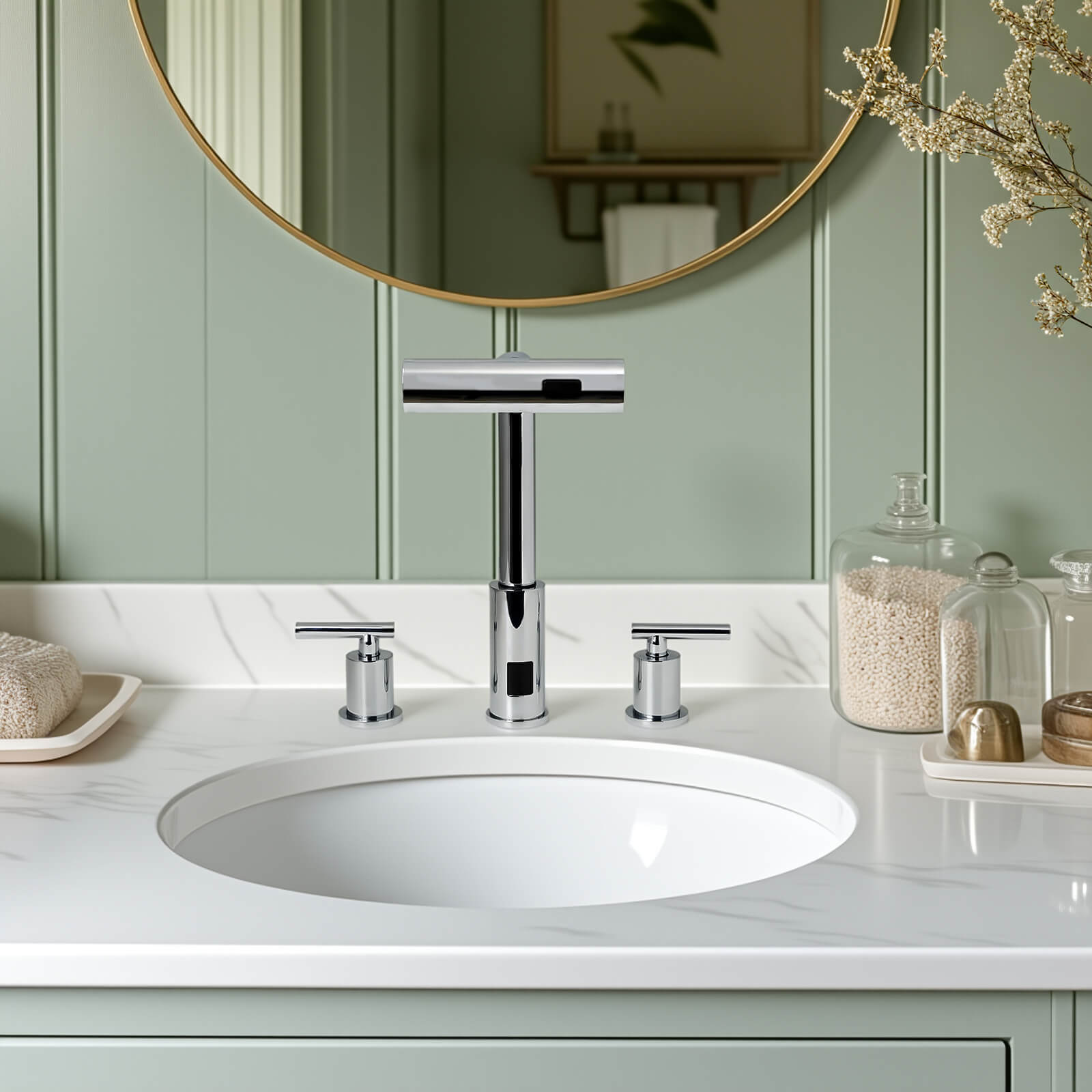 Recertified-Lefton Two-Handle Widespread Waterfall Bathroom Faucet-BFWS2401-US