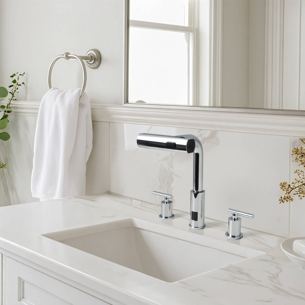 Recertified-Lefton Two-Handle Widespread Waterfall Bathroom Faucet-BFWS2401-US
