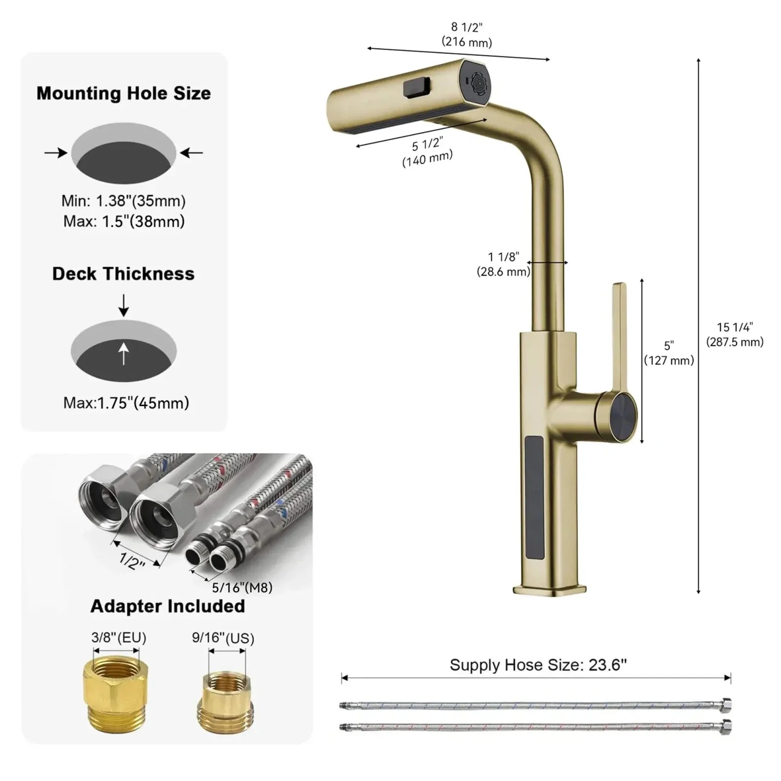 Recertified-Lefton Waterfall Kitchen Faucet-KF2209-US