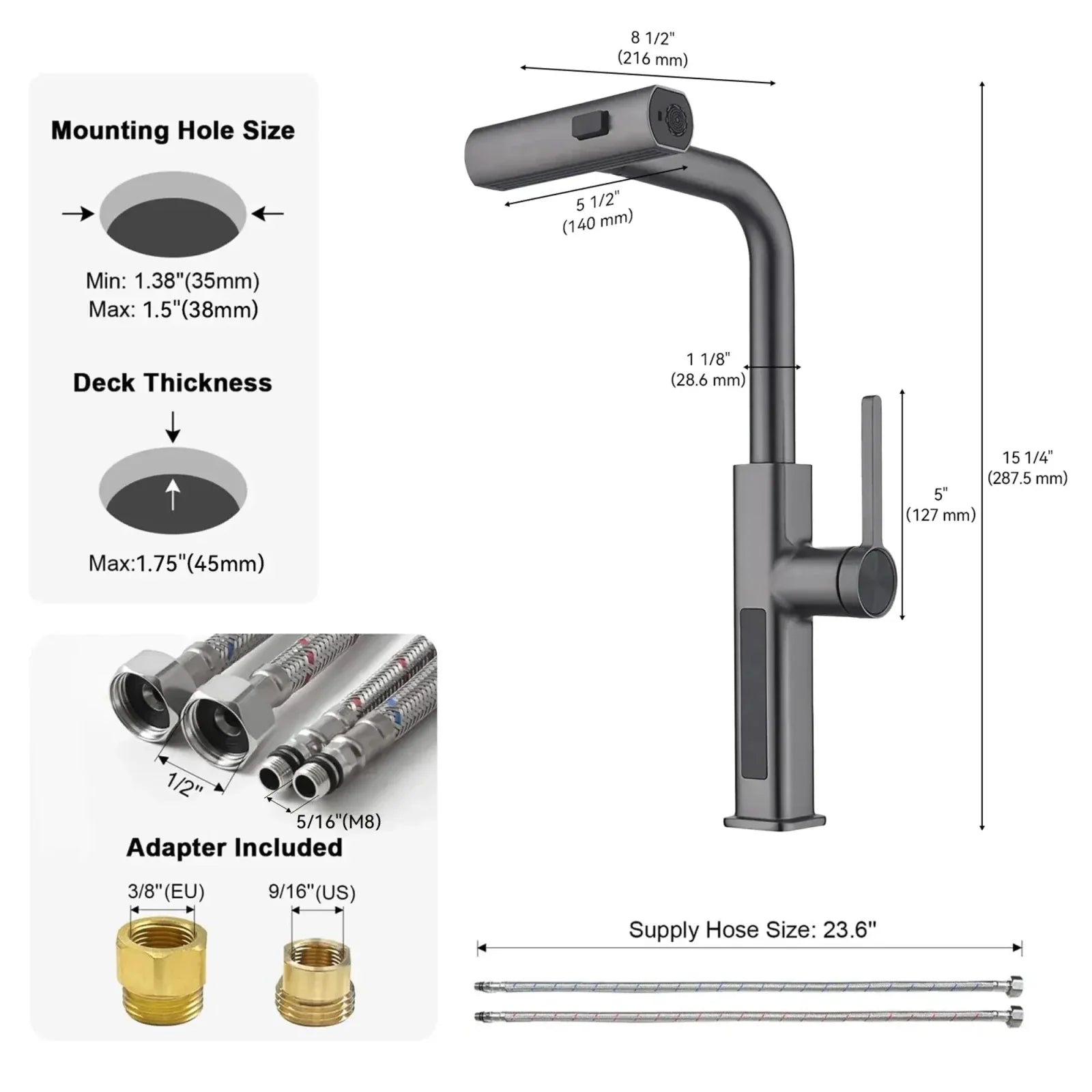 Recertified-Lefton Waterfall Kitchen Faucet-KF2209-US