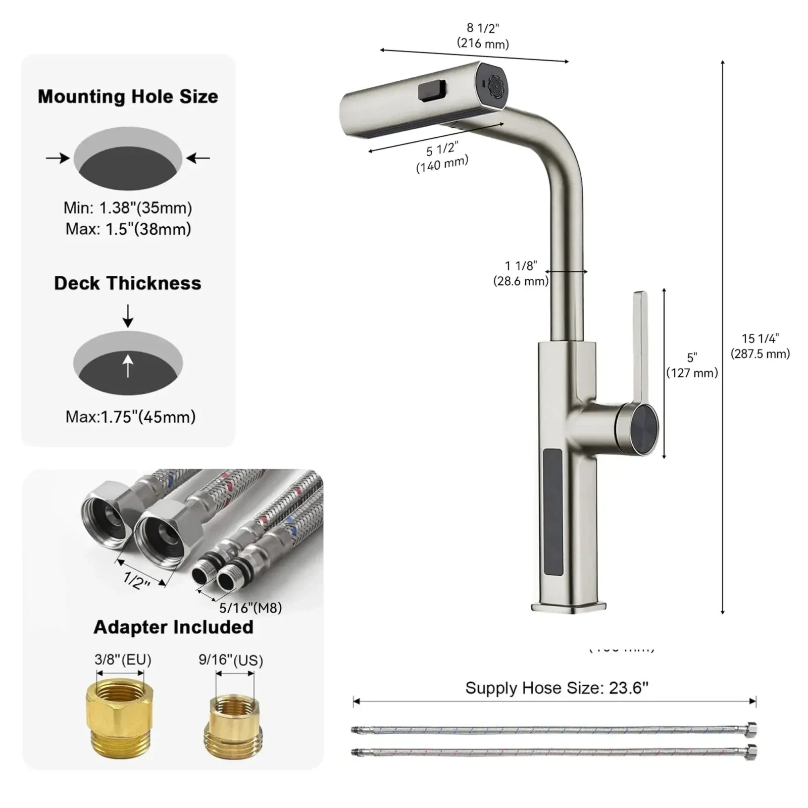 Recertified-Lefton Waterfall Kitchen Faucet-KF2209-US