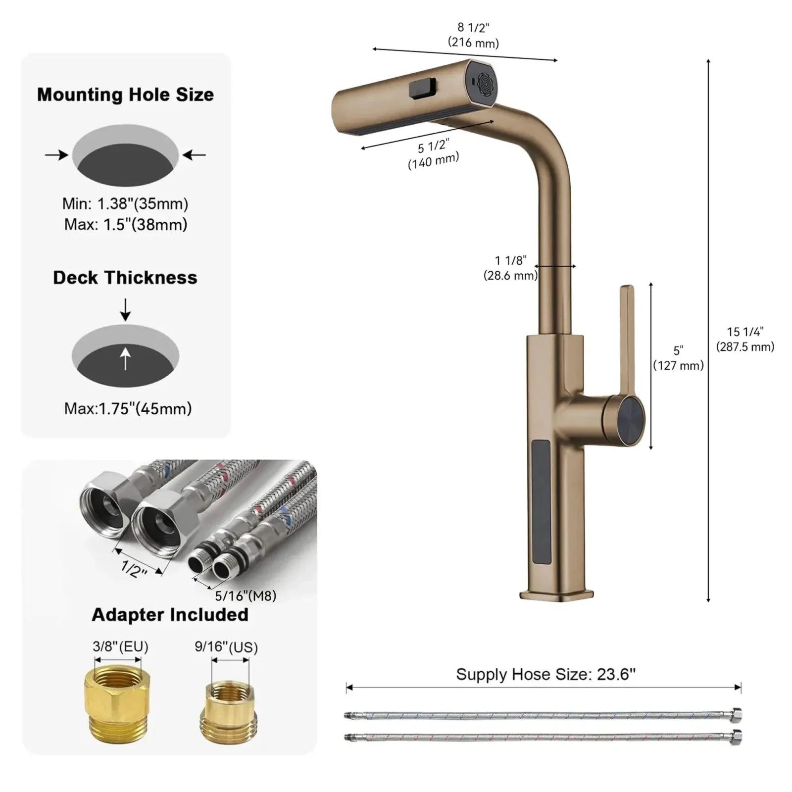 Recertified-Lefton Waterfall Kitchen Faucet-KF2209-US