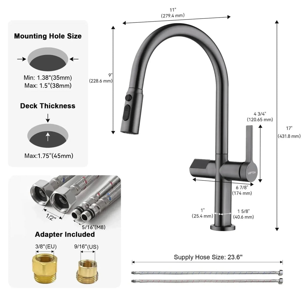 Recertified-Lefton Touchless Sensor Kitchen Faucet with Temperature Display-KF2206-US