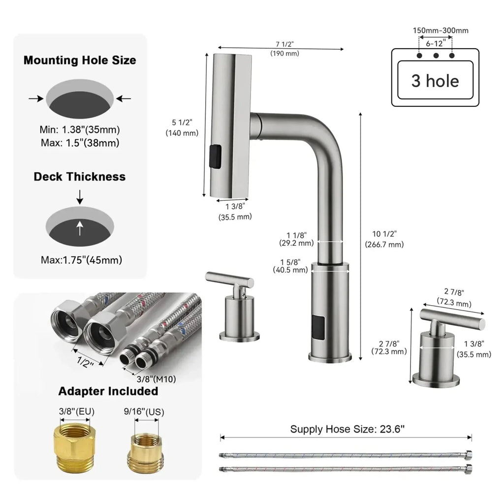Recertified-Lefton Two-Handle Widespread Waterfall Bathroom Faucet-BFWS2401-US