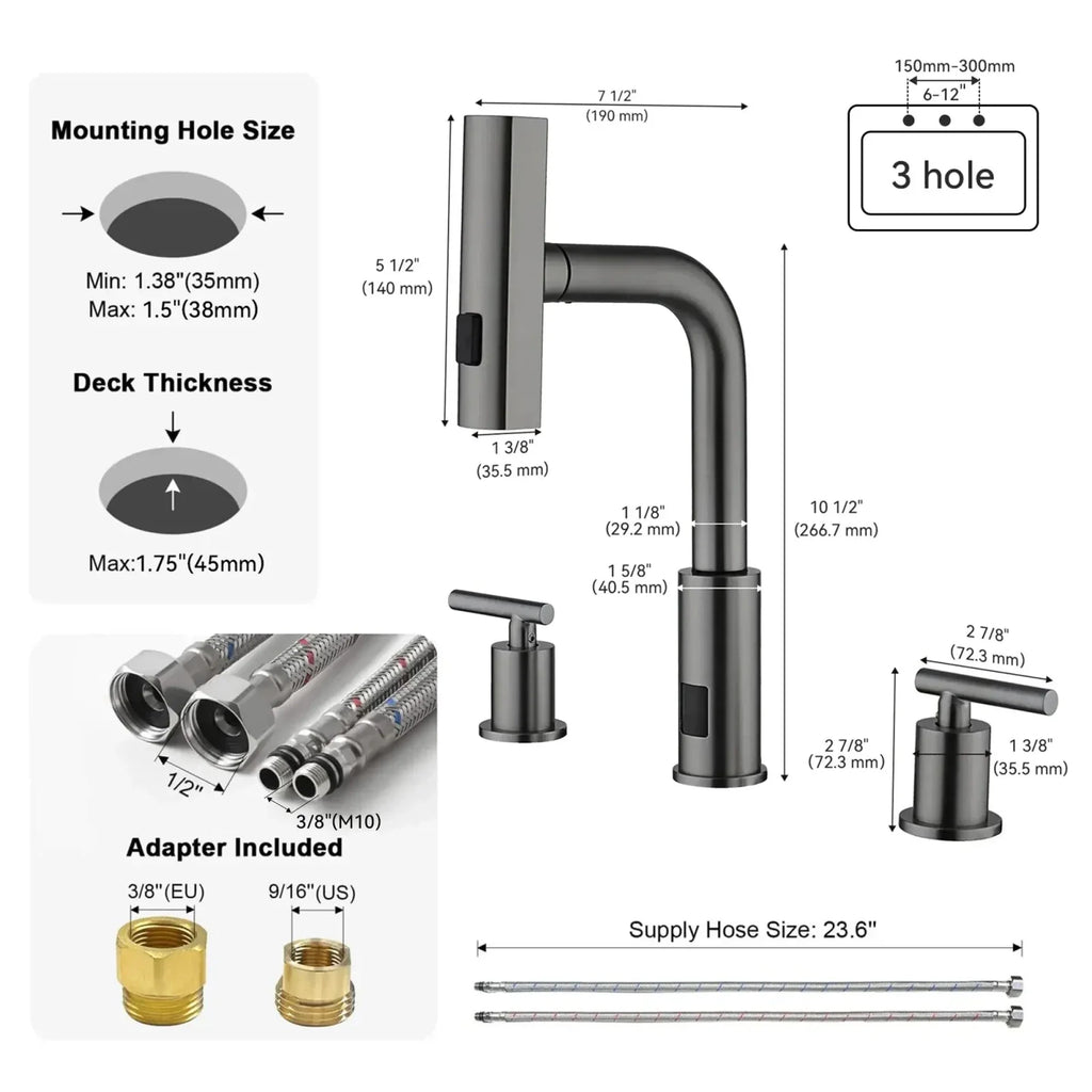 Recertified-Lefton Two-Handle Widespread Waterfall Bathroom Faucet-BFWS2401-US
