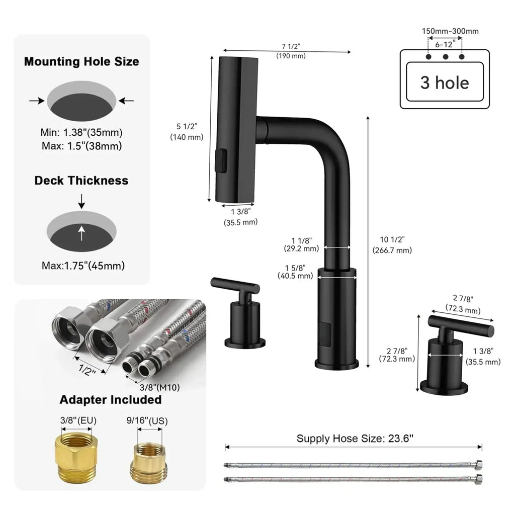Recertified-Lefton Two-Handle Widespread Waterfall Bathroom Faucet-BFWS2401-US