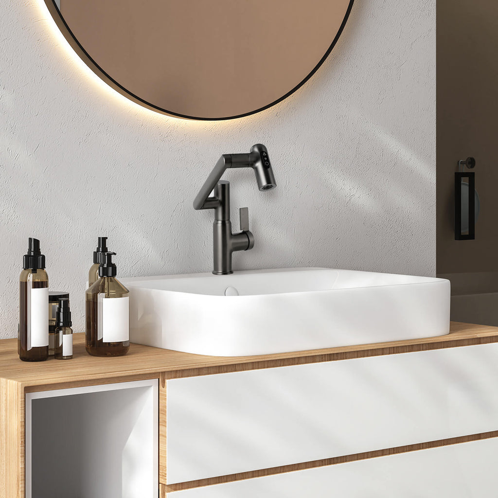 Recertified-Lefton Single-Hole Rotatable Faucet with Temperature Display-BF2204-US