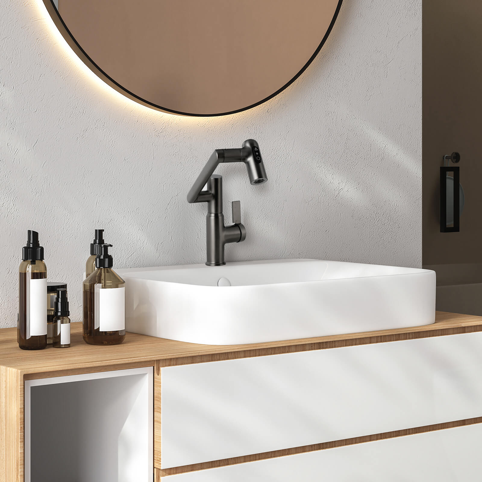 Recertified-Lefton Single-Hole Rotatable Faucet with Temperature Display-BF2204-US